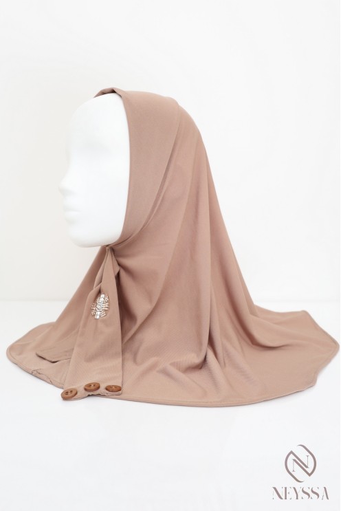 Cagoule hijab à boutons en jersey premium, avec motif en perles
