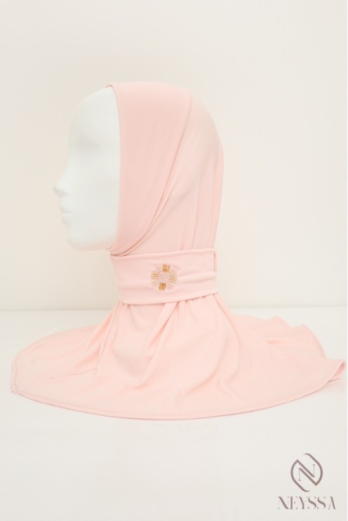 Cagoule hijab à boutons en jersey premium, avec motif en perles