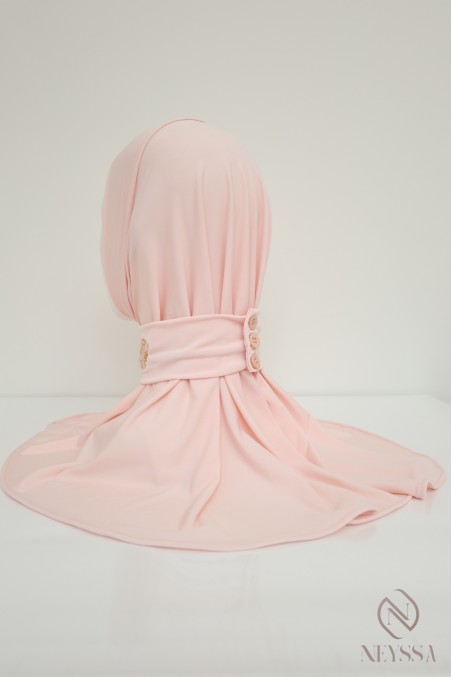 Premium jersey button-up hijab hood with beaded pattern