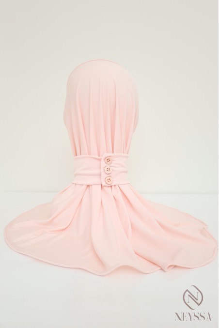 Premium jersey button-up hijab hood with beaded pattern