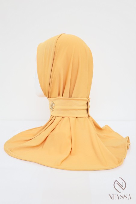 Cagoule hijab à boutons en jersey premium, avec motif en perles