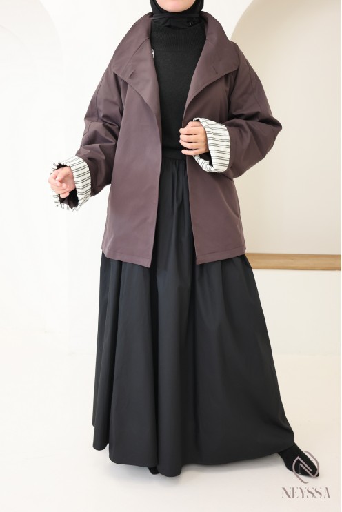 Trench mi-long rosy brown femme avec ceinture intégrée