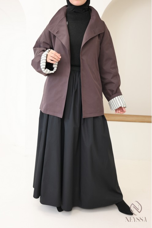 Trench mi-long rosy brown femme avec ceinture intégrée