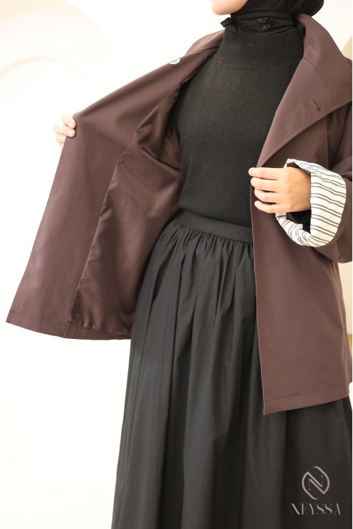 Halblanger Trenchcoat in Rosy Brown für Damen mit integriertem Gürtel