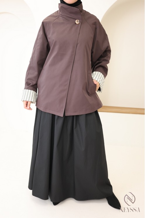 Halblanger Trenchcoat in Rosy Brown für Damen mit integriertem Gürtel