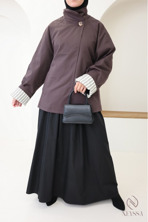 Trench mi-long rosy brown femme avec ceinture intégrée