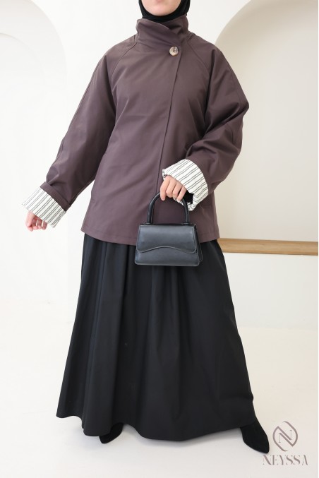 Halblanger Trenchcoat in Rosy Brown für Damen mit integriertem Gürtel