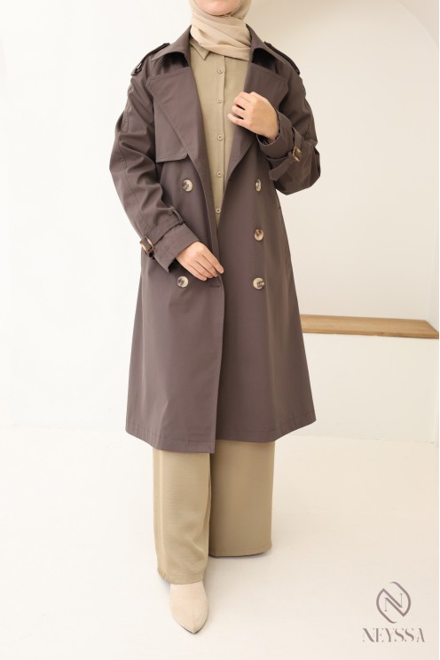 Trench long marron pour femme voilée tendance, must have