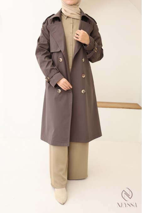 Trench long marron pour femme voilée tendance, must have