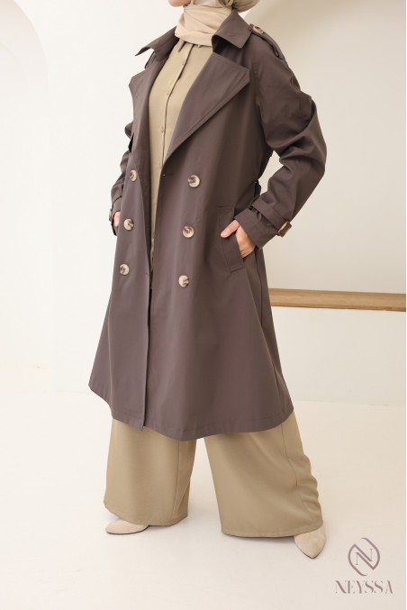Trench long marron pour femme voilée tendance, must have