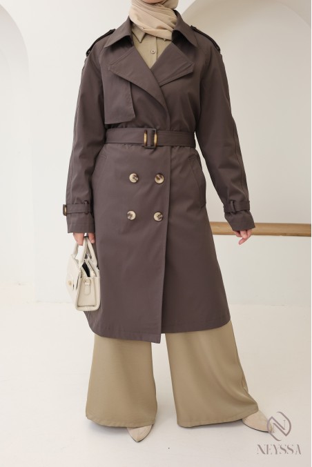 Trench long marron pour femme voilée tendance, must have