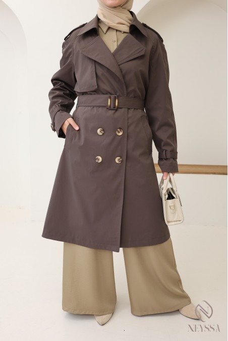Trench long marron pour femme voilée tendance, must have