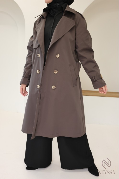 Trench long marron pour femme voilée tendance, must have