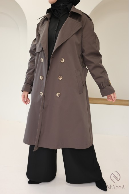 Trench long marron pour femme voilée tendance, must have