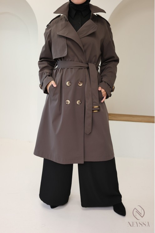 Trench long marron pour femme voilée tendance, must have