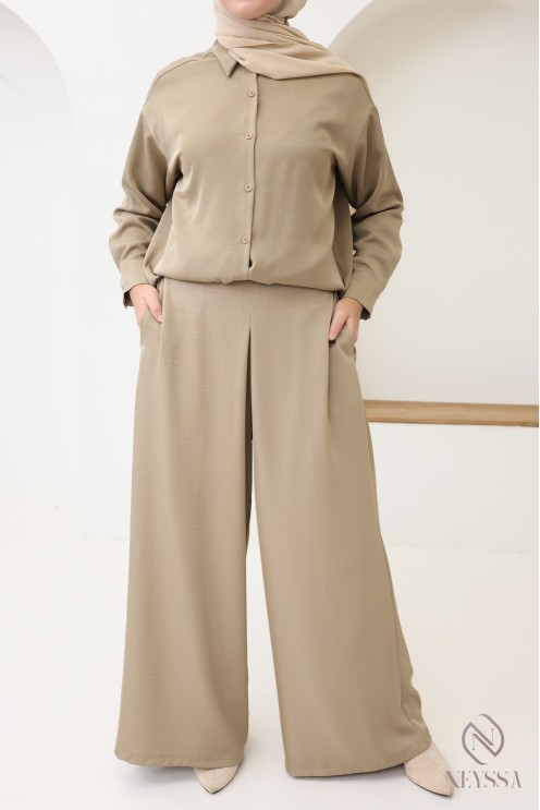 Chemise fluide mi longue à boutons pour femme hijabi tendance