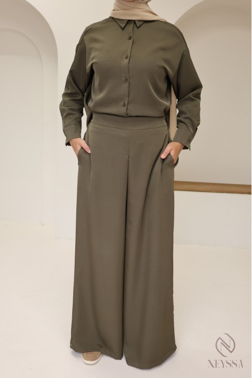 Pantalon ample style jupe-culotte fluide pour femme hijabi tendance