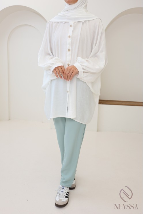 Straight-cut sea green palazzo pants for women, flowing fabric