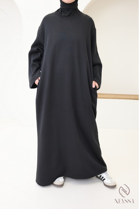 Robe longue manches longues molletonnée pour automne/hiver