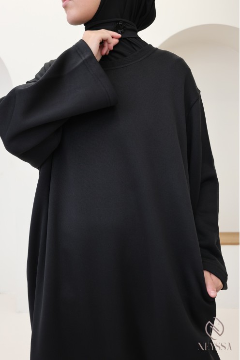 Robe longue manches longues molletonnée pour automne/hiver