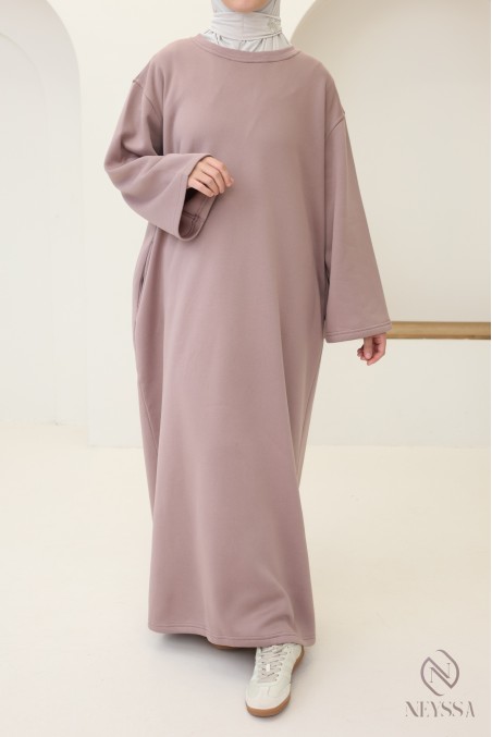 Robe longue manches longues molletonnée pour automne/hiver