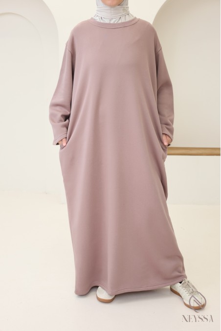 Robe longue manches longues molletonnée pour automne/hiver