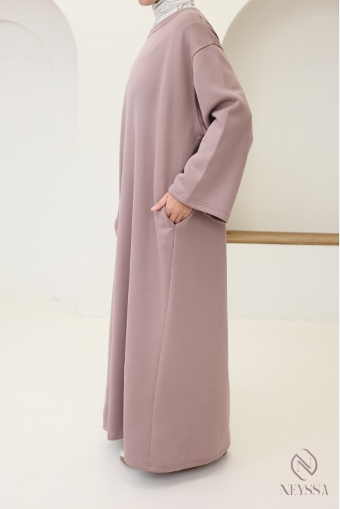 Robe longue manches longues molletonnée pour automne/hiver