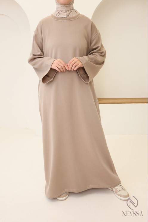 Robe longue manches longues molletonnée pour automne/hiver