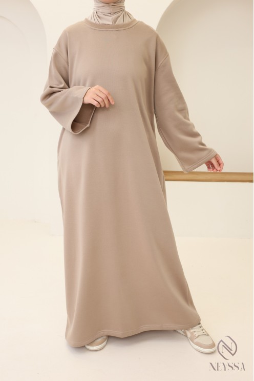 Robe longue manches longues molletonnée pour automne/hiver