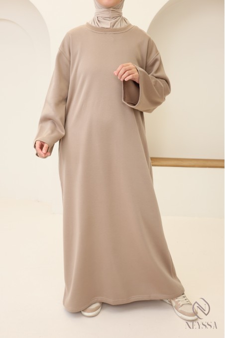 Robe longue manches longues molletonnée pour automne/hiver