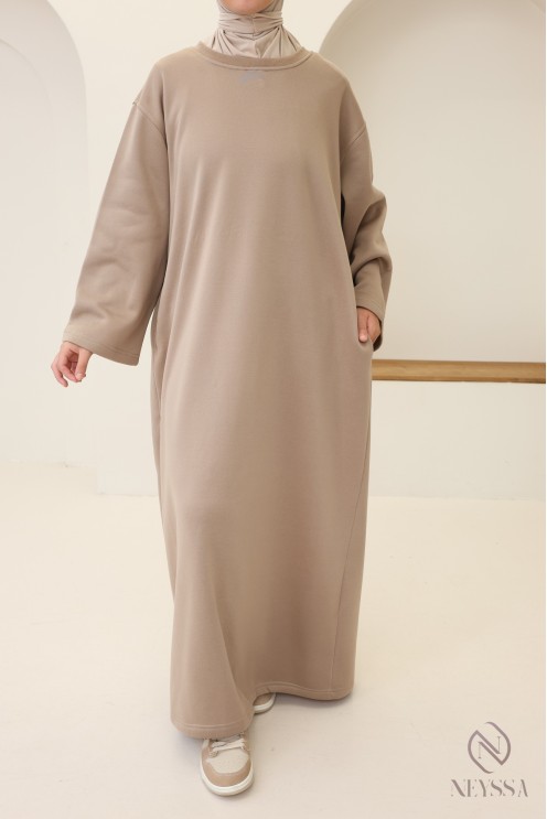 Long-sleeved, fleece-lined dress for autumn/winter