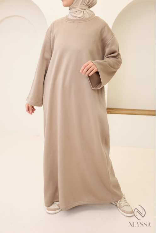 Robe longue manches longues molletonnée pour automne/hiver