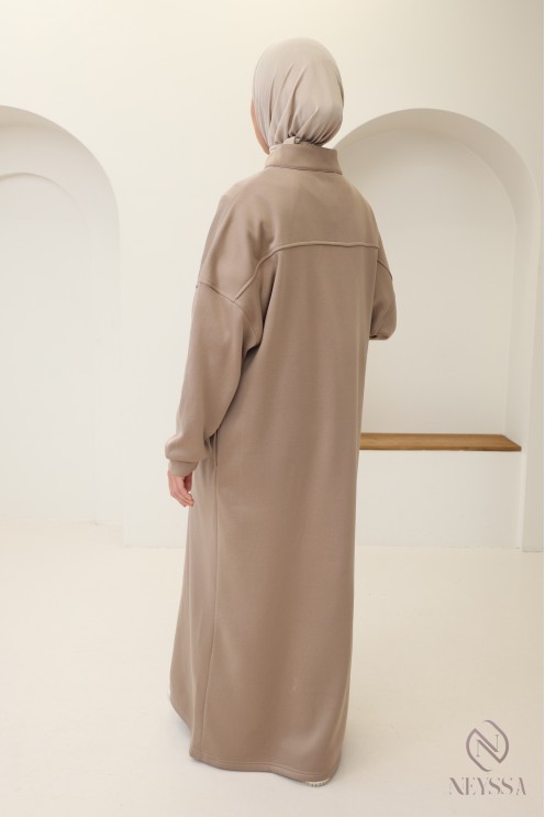 Langes Sweatshirtkleid mit Reißverschlusskragen im Sportswear-Stil