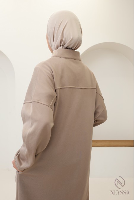 Long zip-up sweatshirt dress, sportswear style, for fall/winter