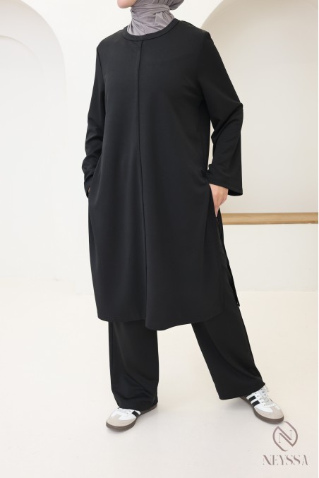 2-piece women's set, long slit tunic + trousers