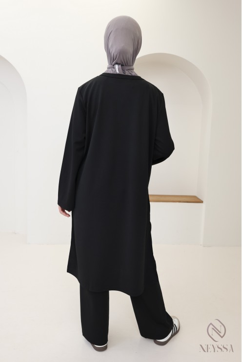 ensemble femme 2 pièces, tunique longue à fentes + pantalon