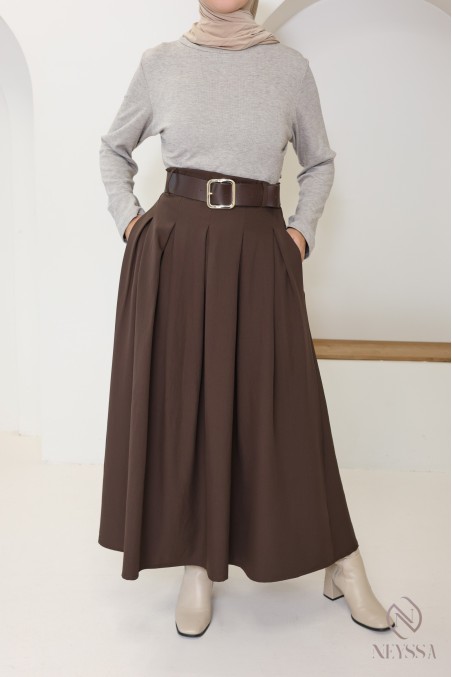 Robe longue 2 en 1 : jupe et haut intégré, élégante pour l'automne