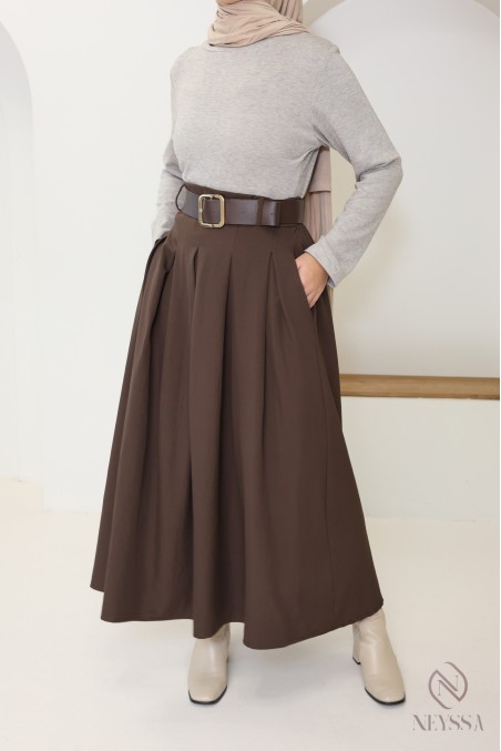 Robe longue 2 en 1 : jupe et haut intégré, élégante pour l'automne