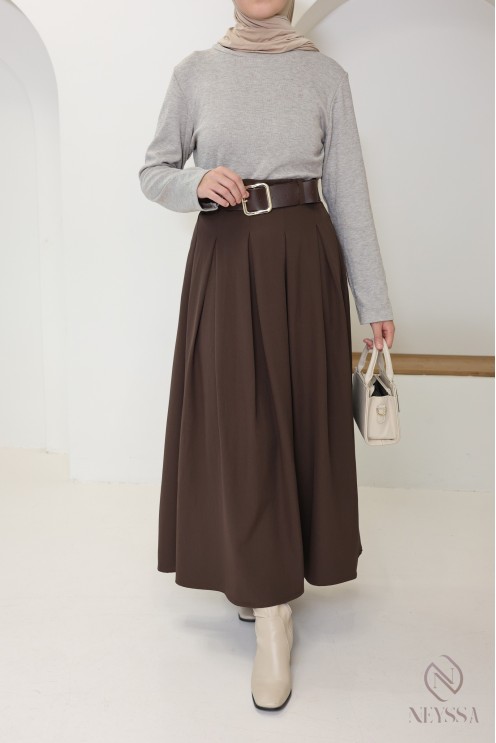 Robe longue 2 en 1 : jupe et haut intégré, élégante pour l'automne