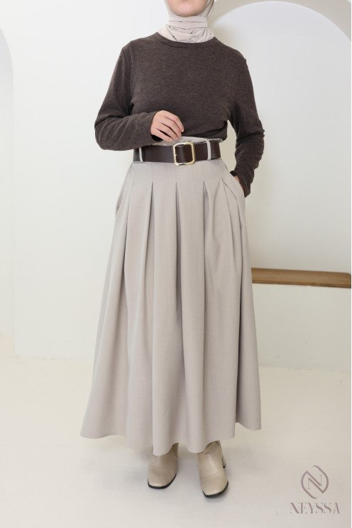 Robe longue 2 en 1 : jupe et haut intégré, élégante pour l'automne