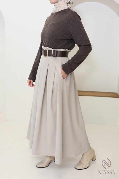 Langes 2-in-1-Kleid: Rock und integriertes Oberteil, elegant