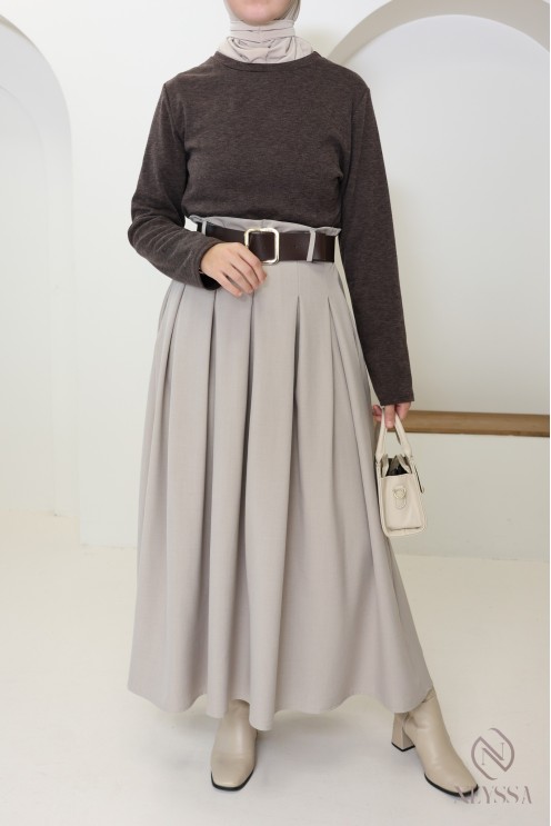 2-in-1 long dress: skirt and integrated top, elegant for autumn