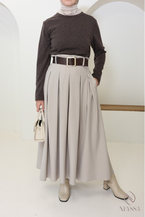 Robe longue 2 en 1 : jupe et haut intégré, élégante pour l'automne