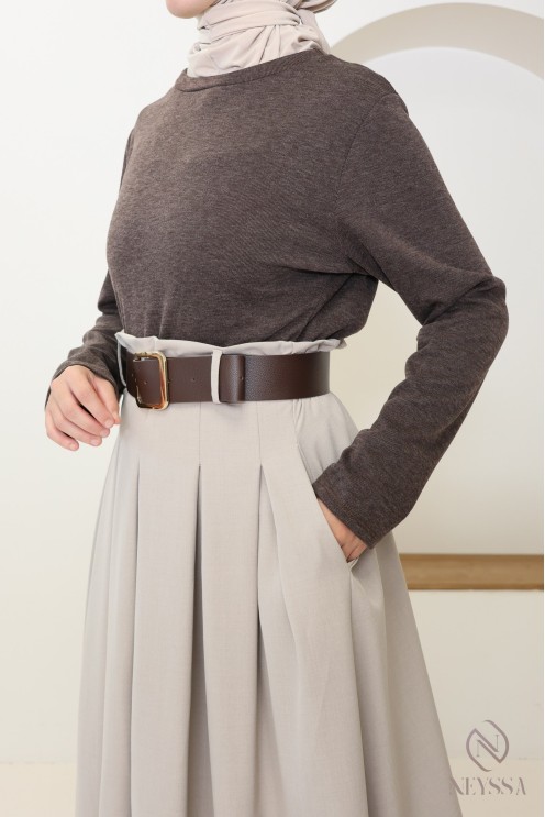 2-in-1 long dress: skirt and integrated top, elegant for autumn