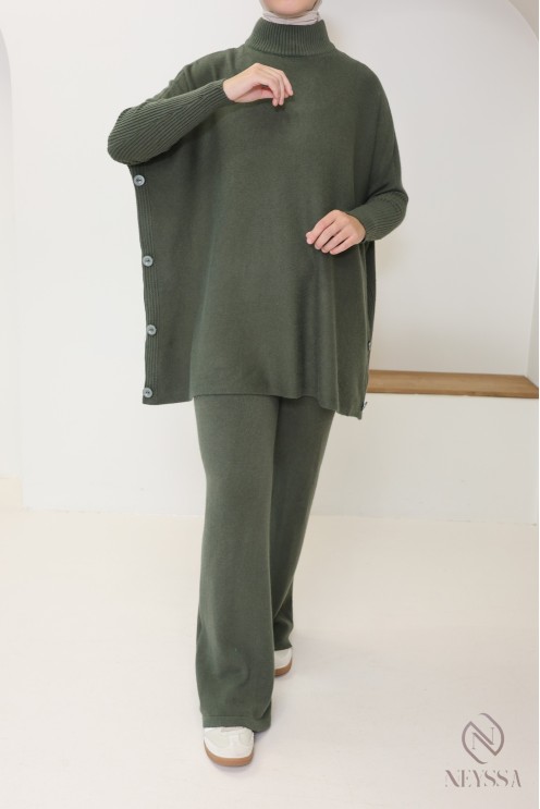 198 / 5 000 Women's 2-piece woven knit set for winter hijabi women