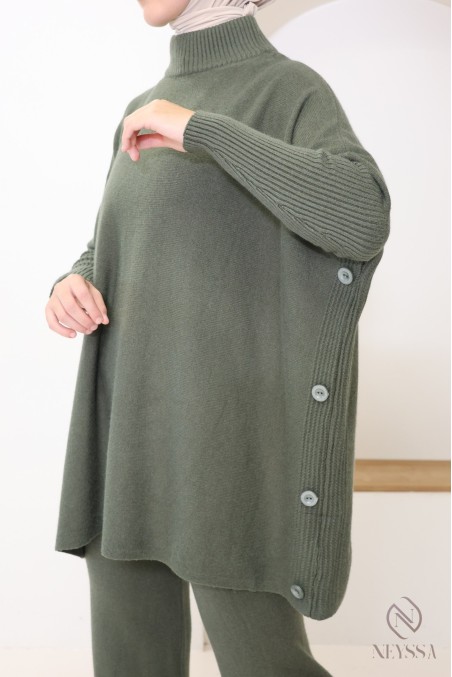 ensemble femme 2 pièces en maille tissée pour l'hiver hijabi