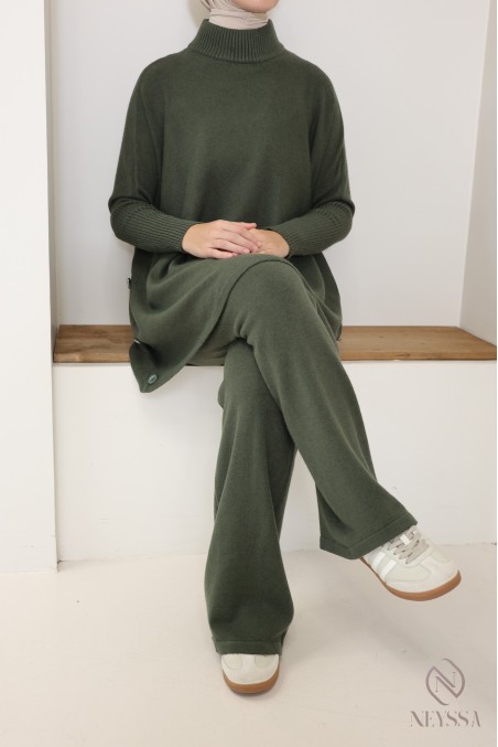 198 / 5 000 Women's 2-piece woven knit set for winter hijabi women