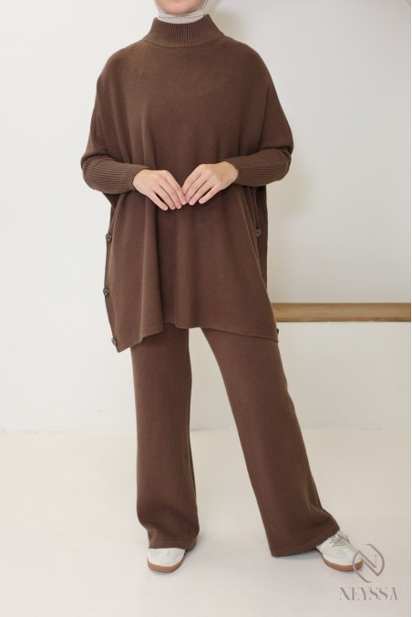 198 / 5 000 Women's 2-piece woven knit set for winter hijabi women