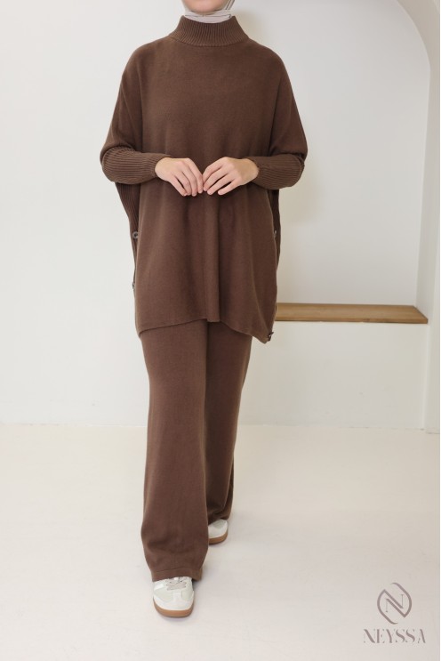 2-teiliges Strickset für Frauen mit Winter-Hijab