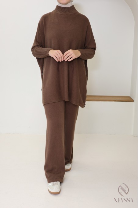 198 / 5 000 Women's 2-piece woven knit set for winter hijabi women